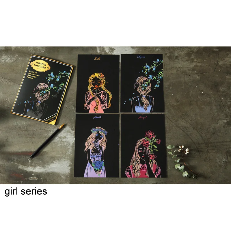girl series Открытка для рукоделия, для дома, Нового года, праздничные вечерние принадлежности, рождественский подарок, открытки ручной работы, пригласительные открытки, открытки на день рождения детей - Цвет: girl series