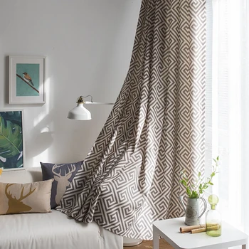 

Labyrinth Print Curtains For Living Room Bedroom Cotton Linen Modern Thermal Insulated Curtains Blackout Curtain Drapes Panel