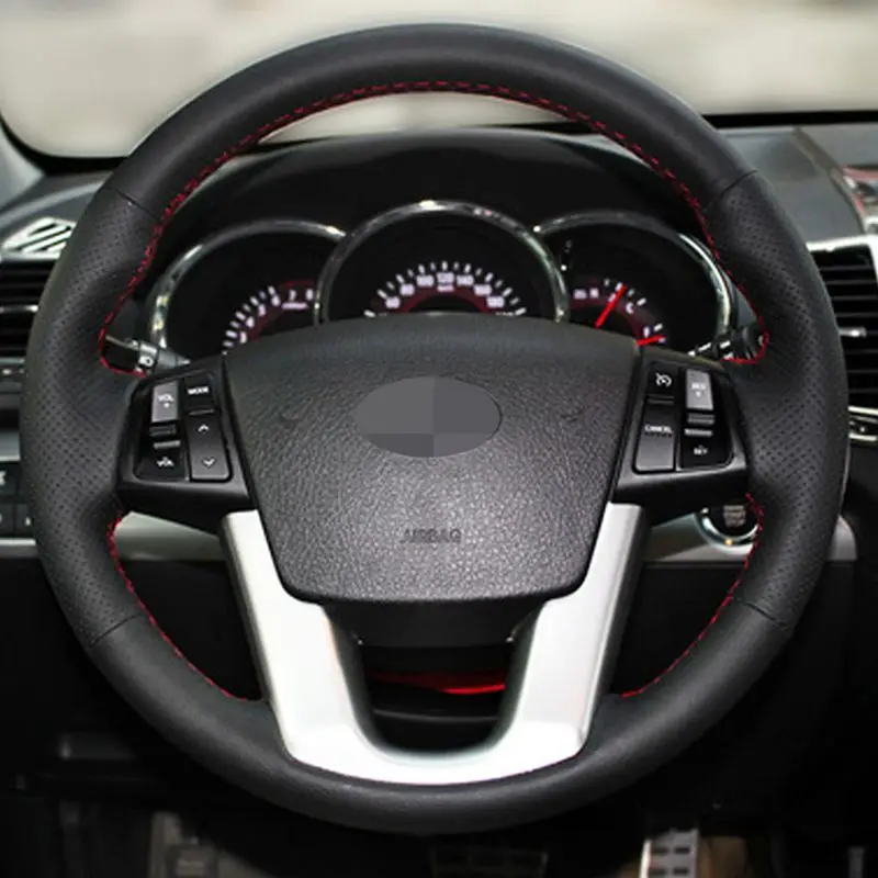 Искусственная Кожа DIY ручной шитье чехол рулевого колеса автомобиля для Kia Cadenza K7 2011- Kia Sorento 2009- автомобильные аксессуары
