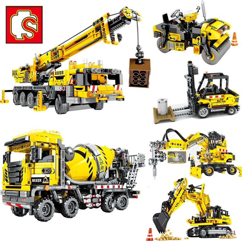 

SEMBO BLOCK City Engineering Bulldozer Crane Technic Car Truck Excavator Roller Building Blocks bricks Construction Toys