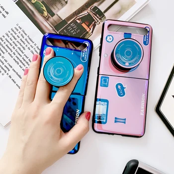 

Case for Samsung Galaxy Z Flip Case Blu-ray Camera Patterned Soft Shell Z Flip Stand Mobile Phone Case Cover Galaxy Z Flip