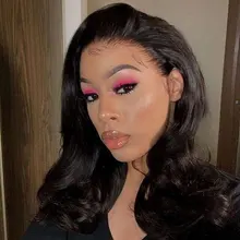 Perla Negro brasileño de la onda del cuerpo 360 peluca Frontal de encaje Pre arrancó cabello humano pelucas 30 pulgadas peluca con malla Frontal para las mujeres 150%