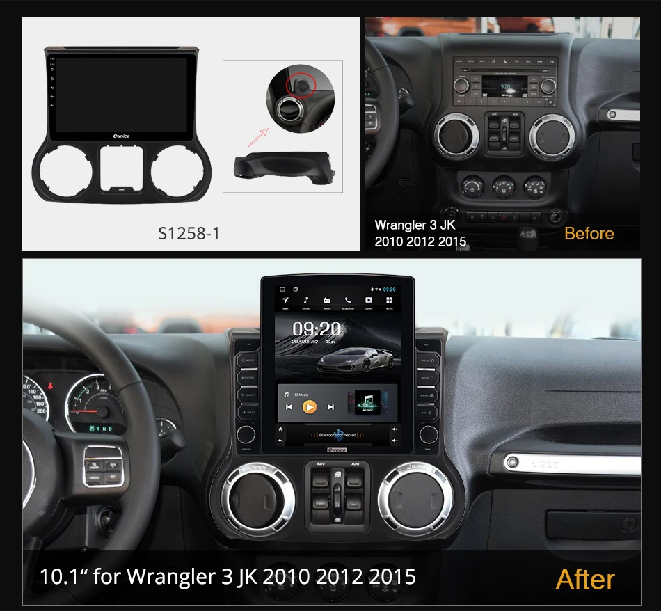 Ownice Android  Car Radio for Jeep Wrangler 3 JK 2010 2012 2015 GPS 2  Din Auto Audio System Stereo Player 4G LTE Tesla Style