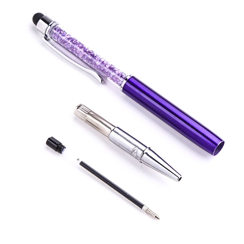 Kawaii Rainbow Color Glitter Ballpoint Pen Crystal Screen Touch Stylus Luxury Custom Logo School Stationery Office 0.5mm Supply