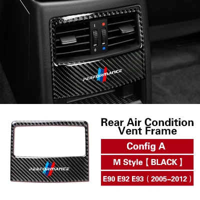 Авто интерьер углеродного волокна M производительность автомобиля стикер задний кондиционер вентиляционное отверстие выход панель Крышка для BMW e90 e92 e93 2005-2012 - Название цвета: Config A M Black