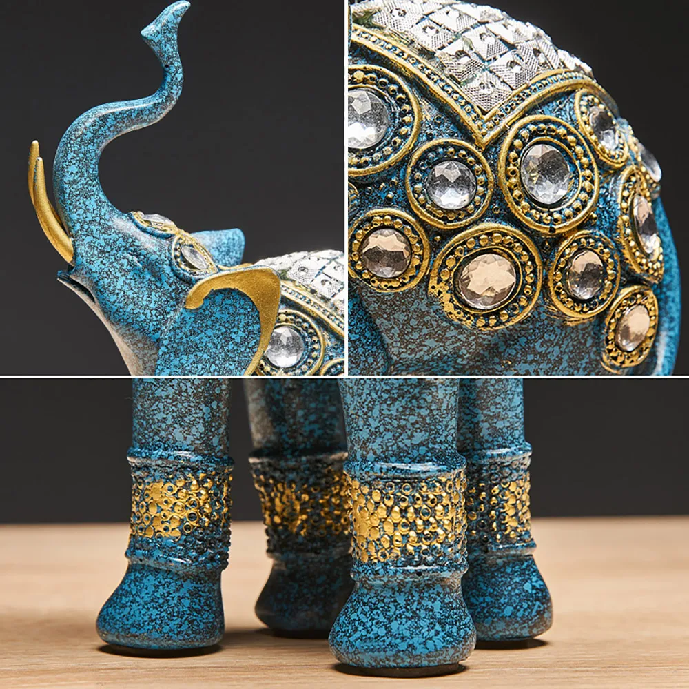 Creative Resin Animal Model Statue Home Decoration Accessories India Style Elephant Figurine Office Desk Decorative Wedding Gift