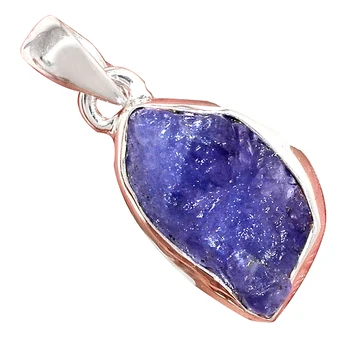 

Genuine TANZANITE ROUGH Pendant 925 Sterling Silver, Women Fine Jewelry gift