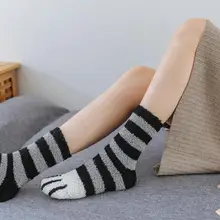 2 пары коралловых бархатных носков для женщин; сезон осень-зима; толстые теплые носки для сна с когтями в виде когтей; забавные носки унисекс