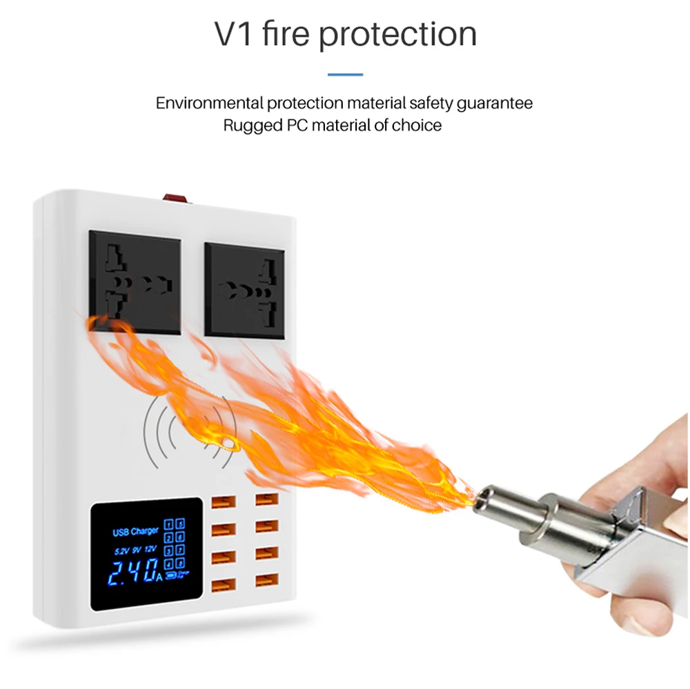 Qi Беспроводное зарядное устройство для зарядки 8 портов USB мобильного телефона