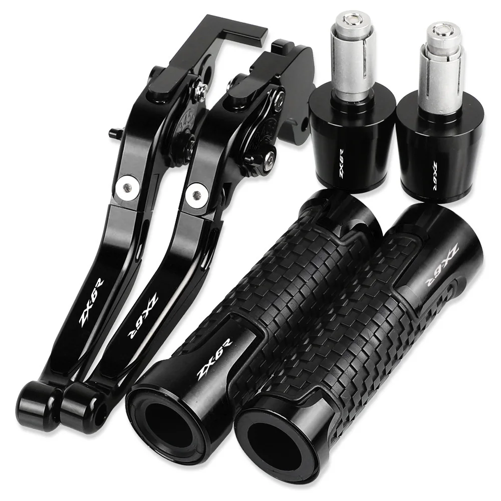 

ZX 6R Motorcycle Aluminum Adjustable Extendable Brake Clutch Levers Handlebar Hand Grips ends For KAWASAKI ZX6R ZX-6R 2005 2006