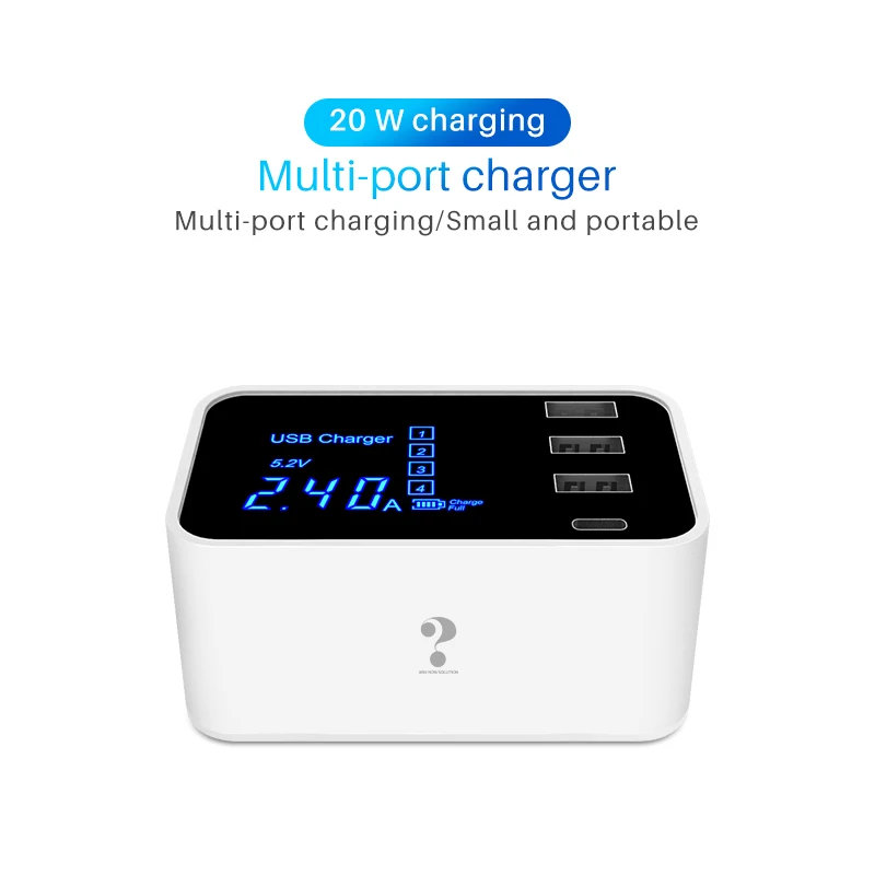 

Quick Charge Type C USB Charger HUB Led Display Wall Charger Fast Mobile Phone Charger For iPhone Samsung USB Adapter EU US Plug