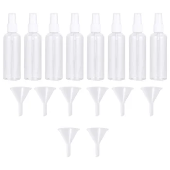 

1 Set of 16pcs 30ml Spray Bottles with Funnel Empty Plastic Refillable Atomiser Travel Bottles (4PCS White Bottles 4PCS Purple B