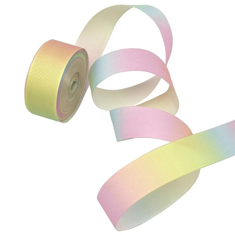 Wholesale Gradient Rainbow Color Polyester Chiffon Ribbon