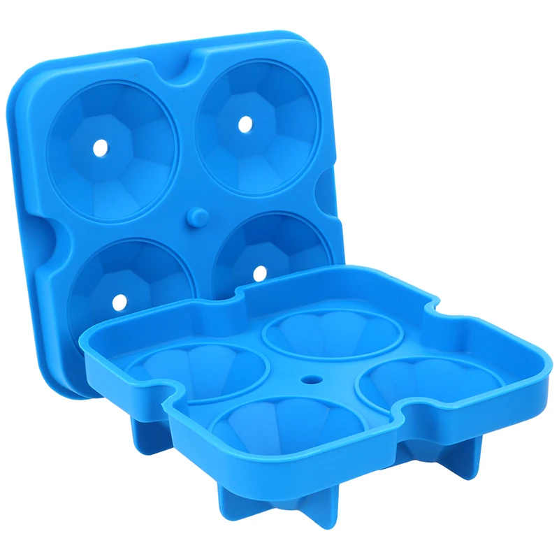 blue 4 ячейки ромбовидная 3D форма для льда многоразовые кубики для льда Силиконовые формы для крема шоколадная форма виски вечерние инструменты для бара - Цвет: blue
