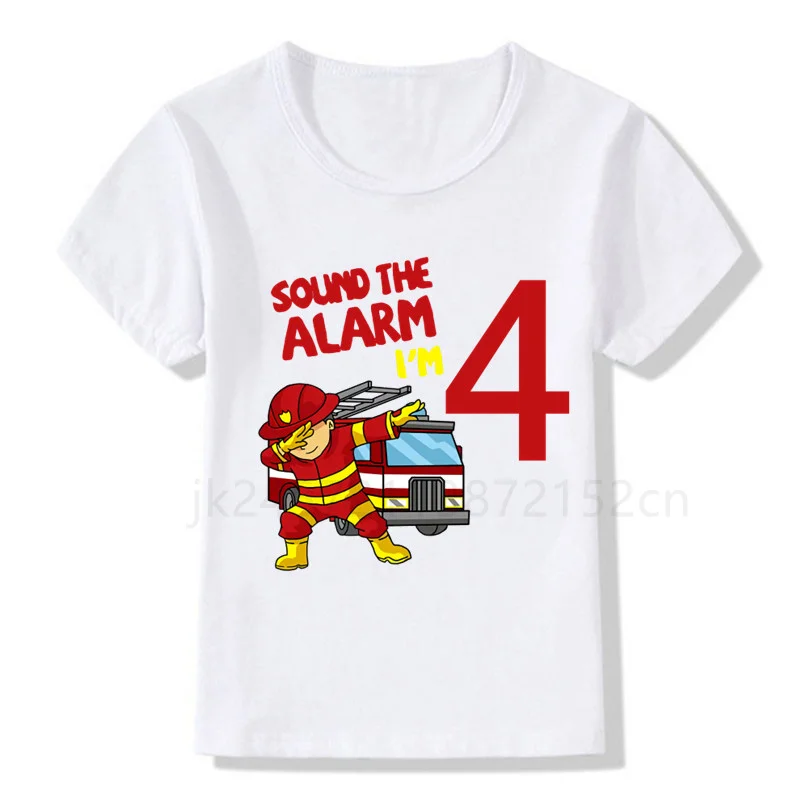 

New Number1-10 Baby Boys Girls Funny Fire Truck Clothes Short Sleeve T Shirt Pure Fire Truck T-shirt Brand Tee Tops Unisex