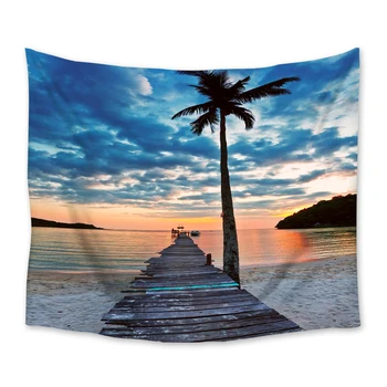 

Tropical Beach Landscape Palm Tree Tapestry Wall Hanging Polyester Home Bedroom Bedspread Beach Mat Blanket Yoga Mat Dorm Decor