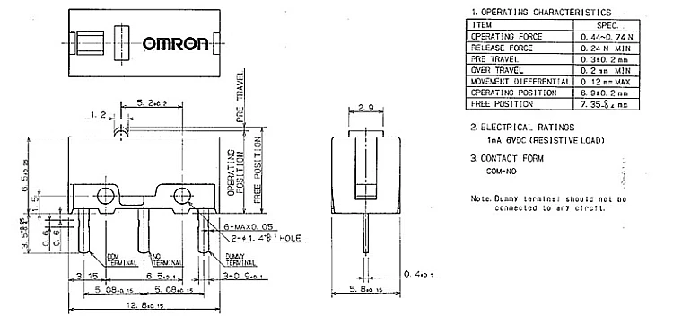 rato micro interruptor D2FC-F-7N 20M DE D2FC-F-K