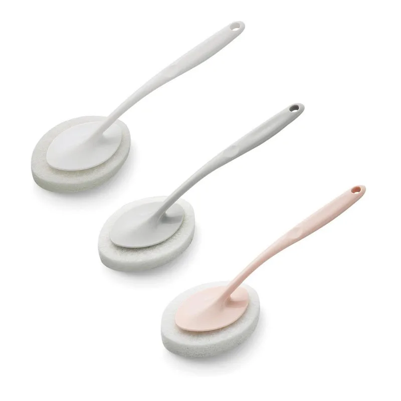 

Bathroom Long Handle Sponge Wipe Household Cleaning Tool Accessories Kitchen Descaling Pot Brush Replaceable Head Cleaning Brush