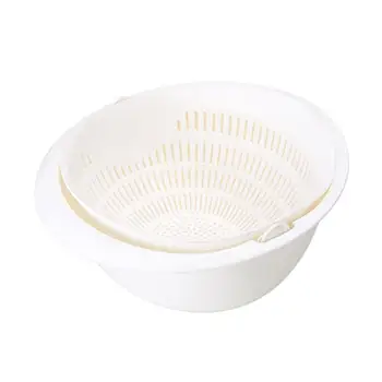 

Kitchen Drain Basket Bowl Double Sink Basket Strainer Fruit Basket Drain Vegetable Basket Rotating Kitchen Washing Double J7M8