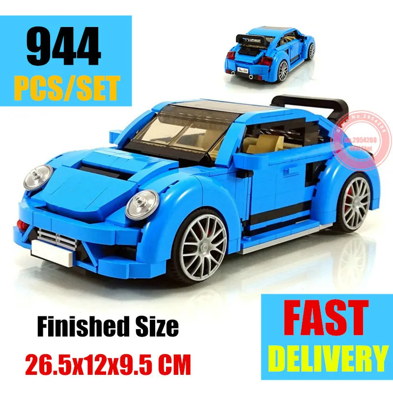 

New MOC 944PCS Beetle Car Fit Legoings Technic Blue Racing Car Model Building Block Bricks Kits Kid Gift Toys Boys Diy