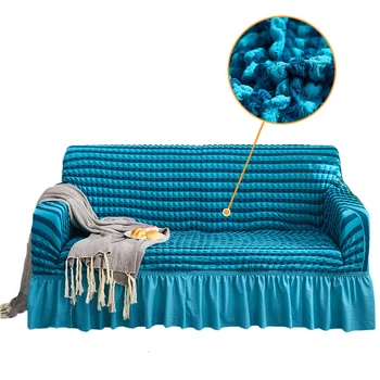 

Fabric Woven Thick Plaid Sofa Cover Tight Wrap All-Inclusive Striped Stretch Couch Cover Slipcover Furniture Protector Cover