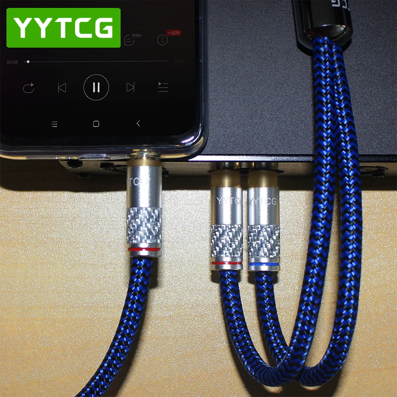 2 5 3 5 4 4mm Balanced Male to 2 RCA Male Splitter Audio Cable 24AWG OCC Silver Plated Cable for Headphone Player