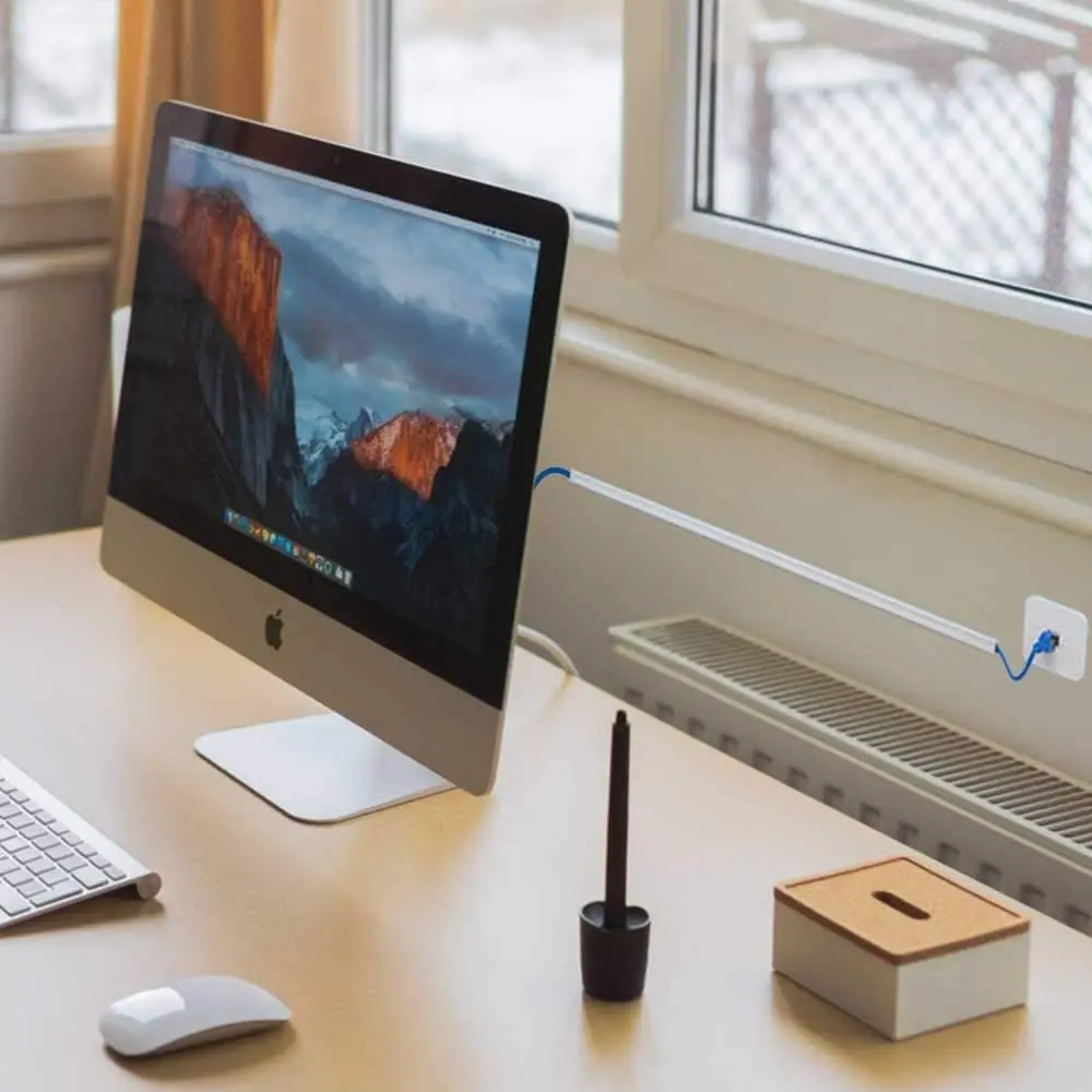 Wall Cable Cover White Cable Channel Cord Concealer to Hide a Single Ethernet and Speaker Wire at Home or in The Office