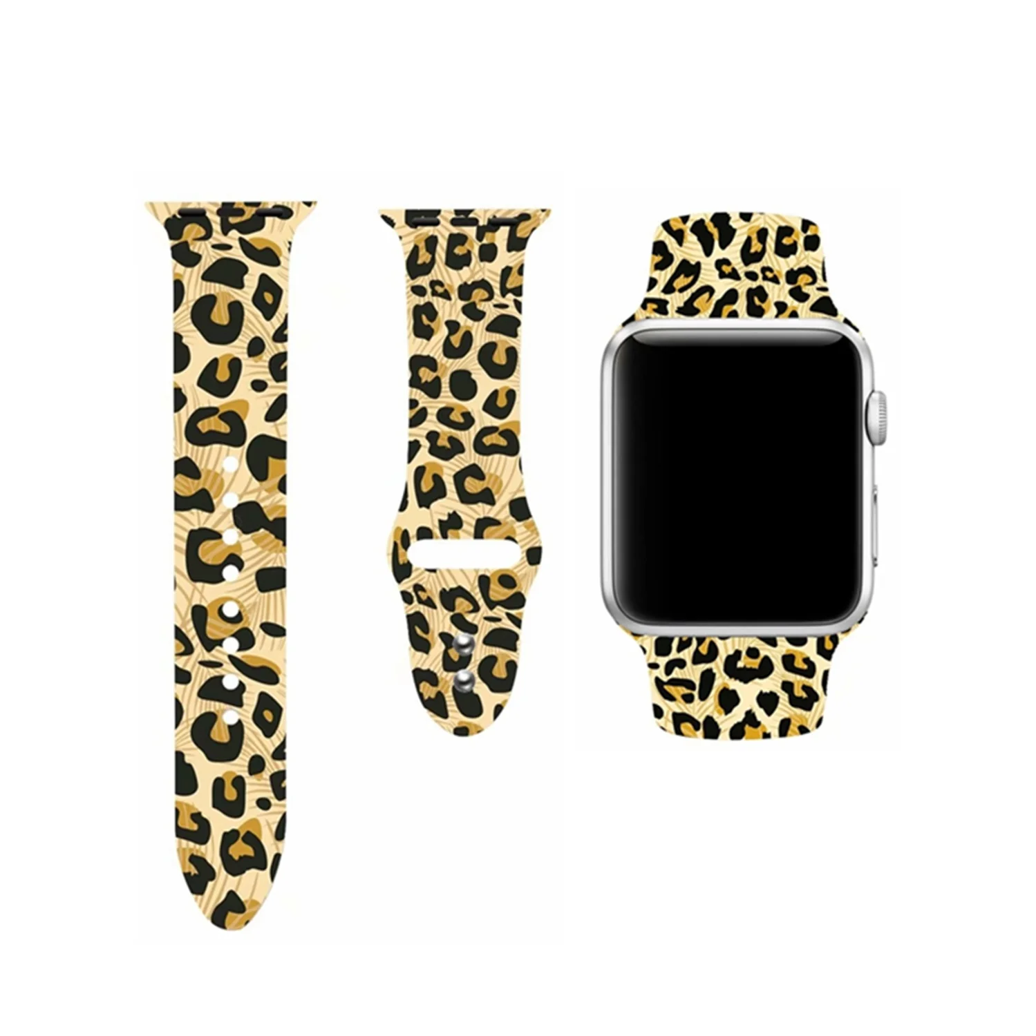 Ремешок для часов Apple watch силиконовый браслет с цветочным принтом и леопардовым