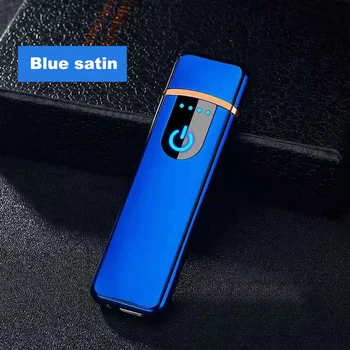 

New Blue Satin Series Electronic Lighters Popular Charging Lighter Touch Screen Sensor Men and Women Car Cigarette Accessories