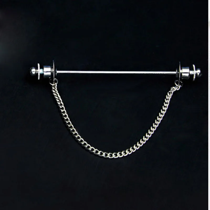 Black Single Chain Французский воротник рубашки игла брошь предотвращает воздействие унисекс Бизнес Свадебная церемония медь бахрома из цепочек классический высокое качество - Окраска металла: Black Single Chain