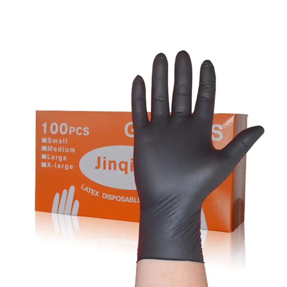 

100PCS Boxed Black Nitrile Disposable Gloves Rubber Latex Food Household Cleaning Gloves Anti-static Gloves