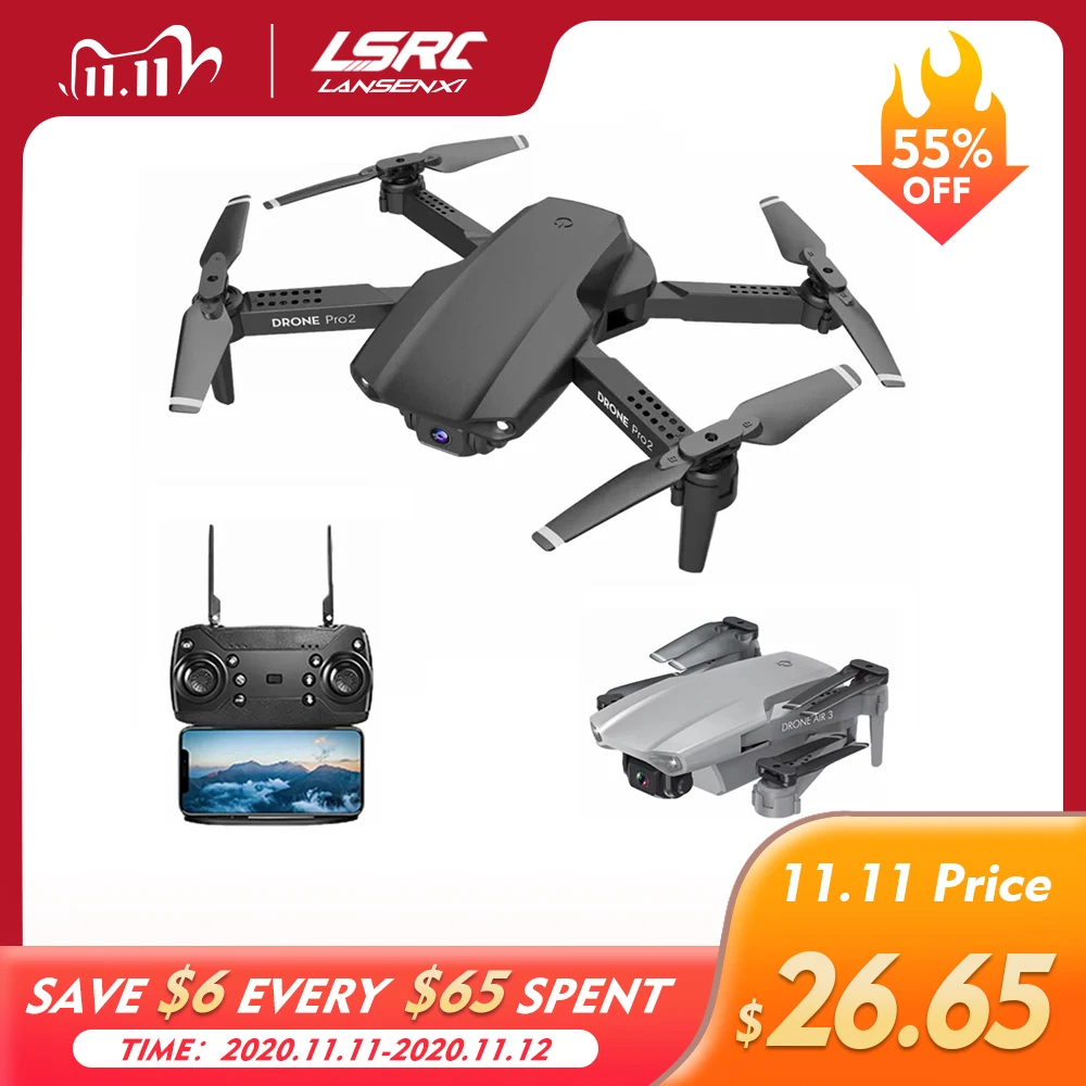 

LSRC New Mini Drone 4K 1080P HD Camera WiFi Fpv Air Pressure Height Keep Gray and Black Foldable Quadcopter RC Drone Toy