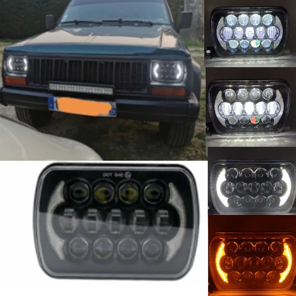 5x7 Inch Led Headlights 7x6 Hi/Low Beam Headlamp for Jeep Wrangler YJ Cherokee XJ H4 Plug H6054 H5054 6052 | Автомобили и