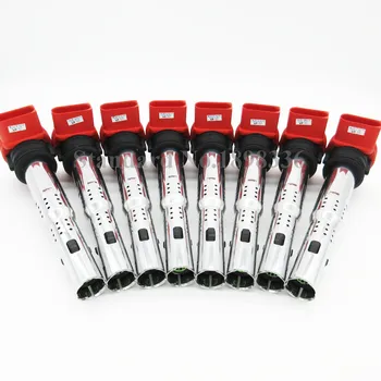 

Fast shipping 8pcs/lot Red Ignition Coils For VW Touareg A5 S5 A6 S6 A6 Quattro A6 Allroad A8 S8 Q7 R8 4.2 V8 06E905115E
