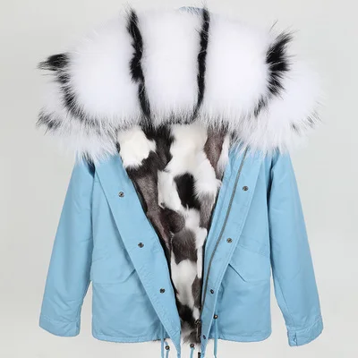 Модное Свободное пальто с натуральным мехом Женская парка зимняя куртка с воротником из натурального меха енота серебристого цвета с лисьим мехом короткое пальто