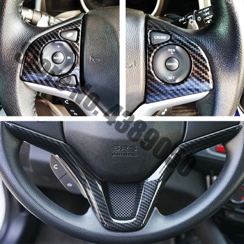 

ABS Carbon fibre For Honda HR-V HRV Vezel 2015 2016 2017 Accessories Car Steering Wheel Cover trim inner Sticker Car Styling