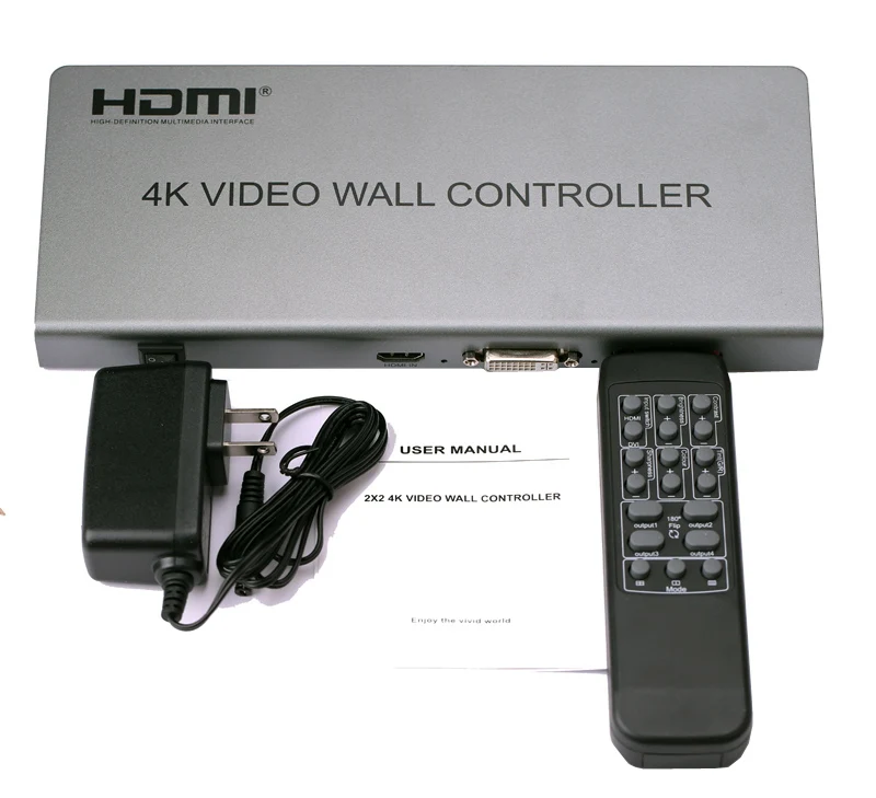4K видео настенный контроллер 1 HDMI DVI вход 4 HDMI выход 1x4 тв процессор 2x2 изображения сшивание 4 ТВ показывает Сращивание экрана RS232
