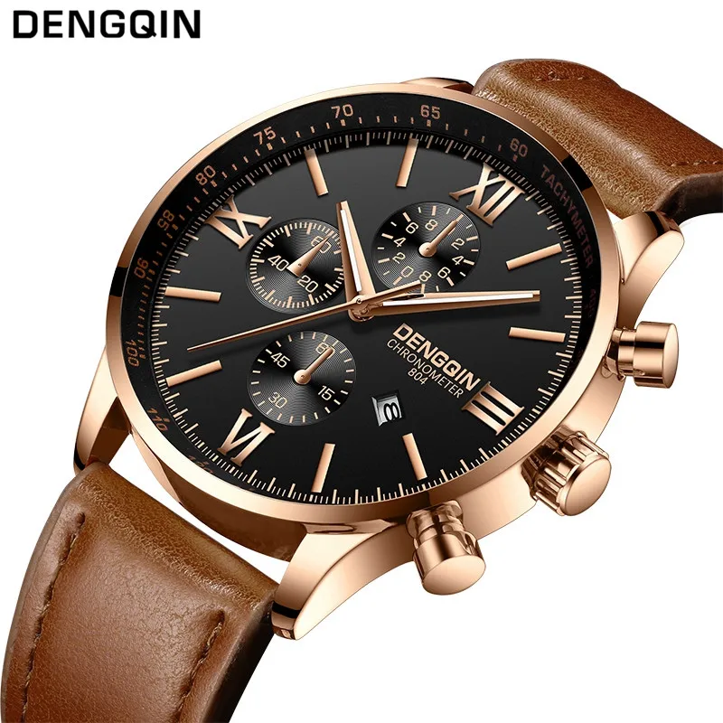 Trendy Business Men Watch Luxury Dial Quartz Wristwatch Leather Strap Watches Mens Gifts Top Brand Man Clock Erkek Kol Saati XQ | Наручные
