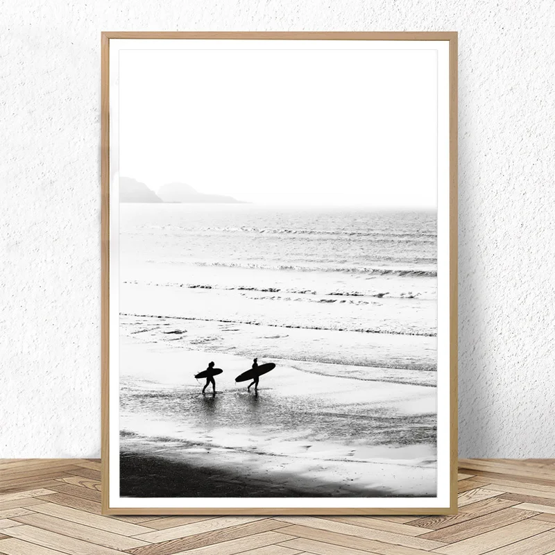 Black-and-White-Surf-Print-California-Wall-Art-Beach-Poster-Modern