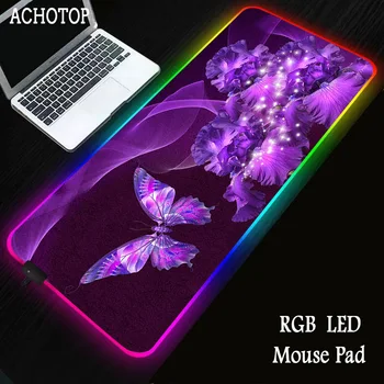 

Purple flower Large Size Gaming Mouse Pad RGB LED Light Big Mat Office Computer Keyboard Monster Series pad for CSGO