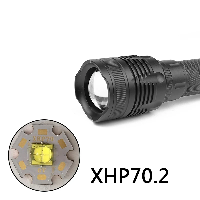 CREE XHP70.2 Новое поступление 32 Вт Мощный зум-объектив тактический светодиодный фонарь 10000 мАч 26650 аккумулятор