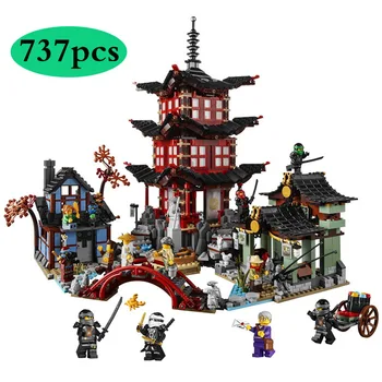 

737pcs Diy Ninja Temple of Airjitzu Ninjagoes Smaller Version Building Blocks Set Compatible with lepining Toy for Kids Bricks