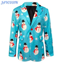 JAYCOSIN, осенне-зимний мужской костюм, куртки с длинным рукавом, пальто, Модный повседневный костюм с рождественским принтом, Мужской приталенный Блейзер Homme 1125