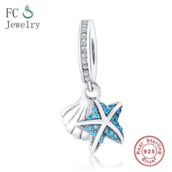 

Summer Tropical Starfish & Sea Shell Pendant Charm Fit Original Charms Bracelet 100% Silver 925 DIY Jewelry Making