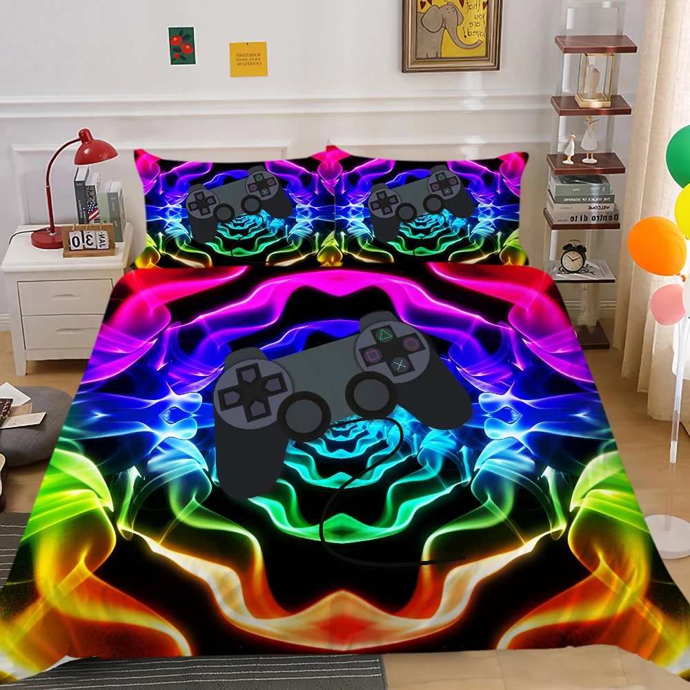 

Game Handle 3D Bedding Set Boys Girls Room Duvet Cover Set Polyester Bedclothes Soft Breathable Bedroom Decorations