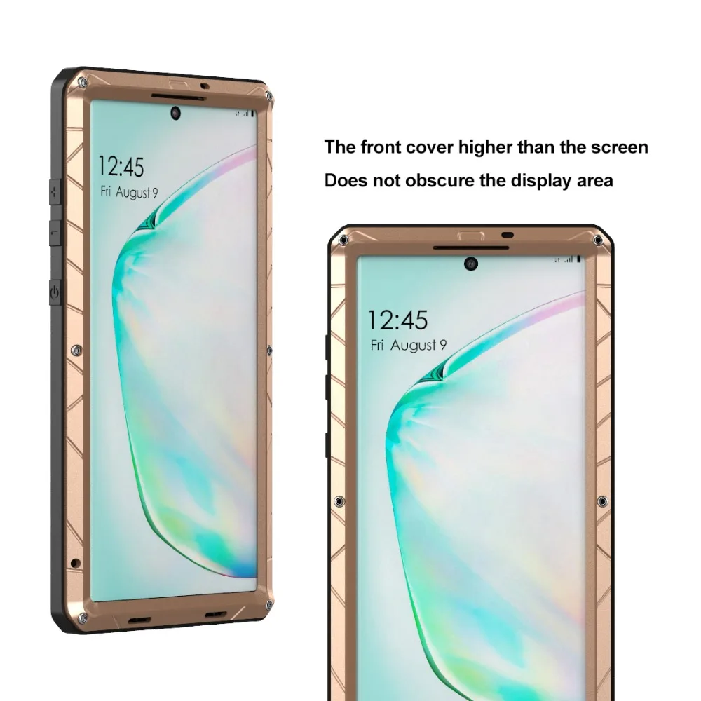 Для samsung Galaxy Note 10 Plus твердый корпус для телефона Алюминиевый металлический протектор экрана из закаленного стекла для Note 10 Plus