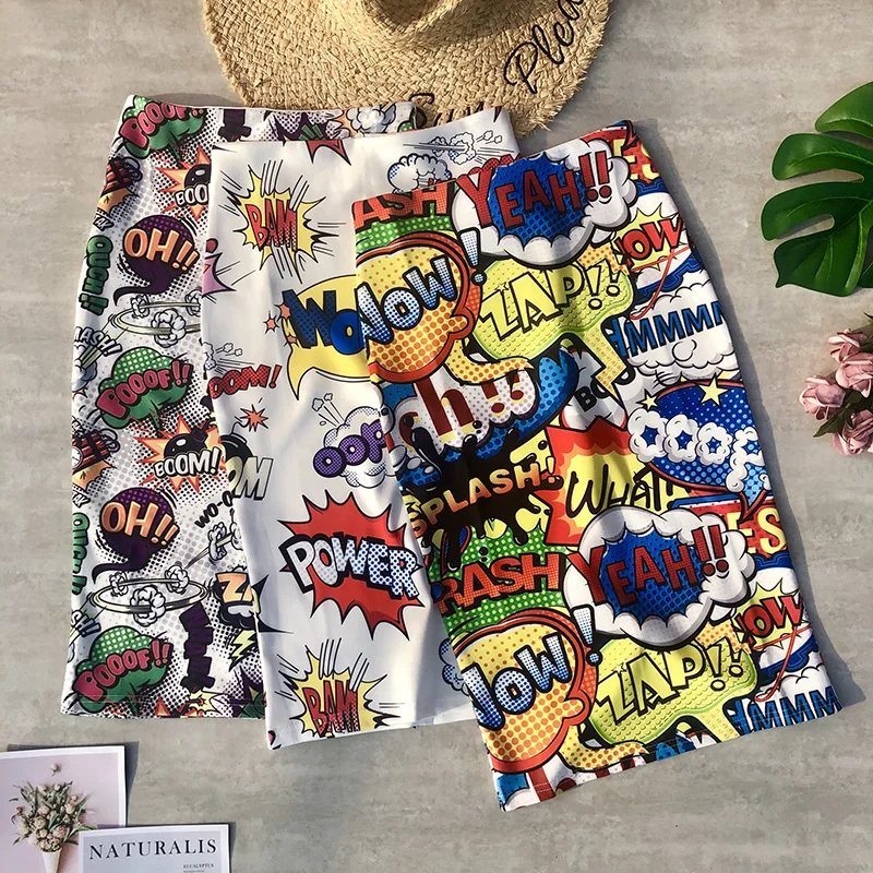 Women Skirts Cartoon Printing High Waist Pencil Skirts Graffitic Funny Bodycon Cotton Skirts Streewear Women Skirts Cartoon Printing High Waist Pencil Skirts Graffitic Funny Bodycon Cotton Skirts Streewear
