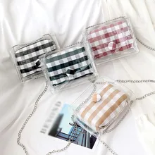 Повседневные прозрачные женские сумки через плечо в клетку, сумка на плечо, маленькая желеобразная сумка для телефона, широкие лямки с клапаном, bolsa feminina