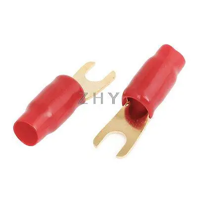 

2 Pcs Red PVC Sleeve Pre Insulated Fork Wiring Terminals OGA