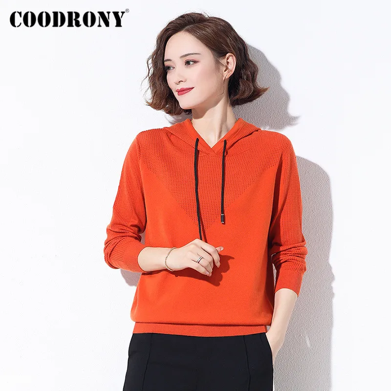 COODRONY Brand 2020 Autumn Winter Casual Knitwear Pure Color Women Jumpers Hooded Streetwear Pullover Slim Sweaters Female W1082